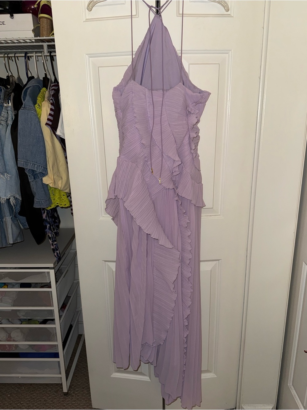 Halter Ruffle Pleated Maxi Dress - Picture 7 of 8